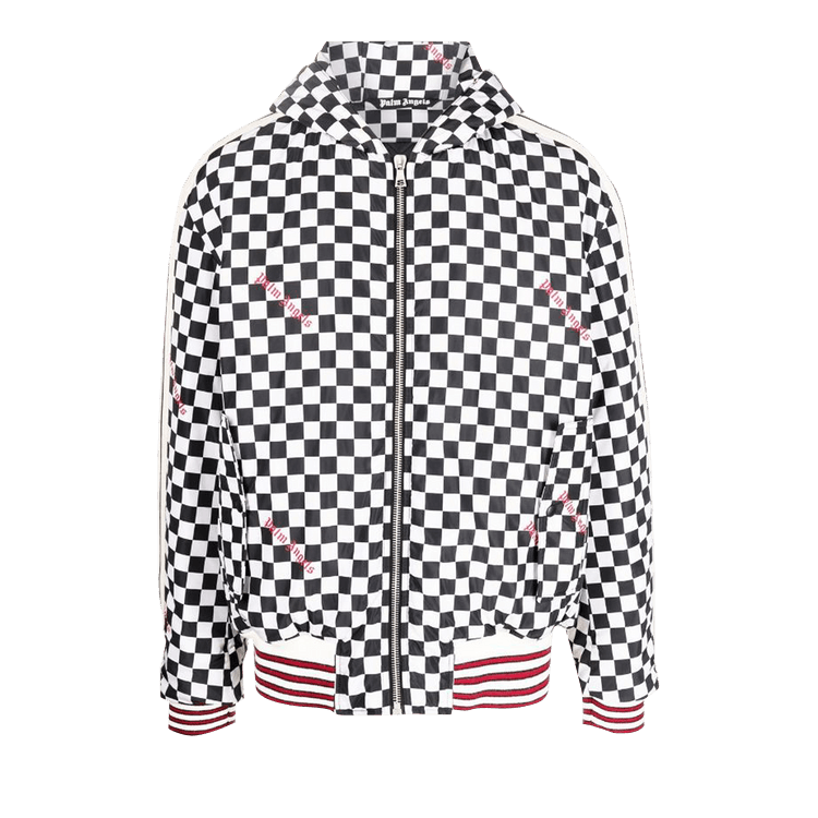 Palm Angels Damier Puffed Hoody Jacket "Black/Red"