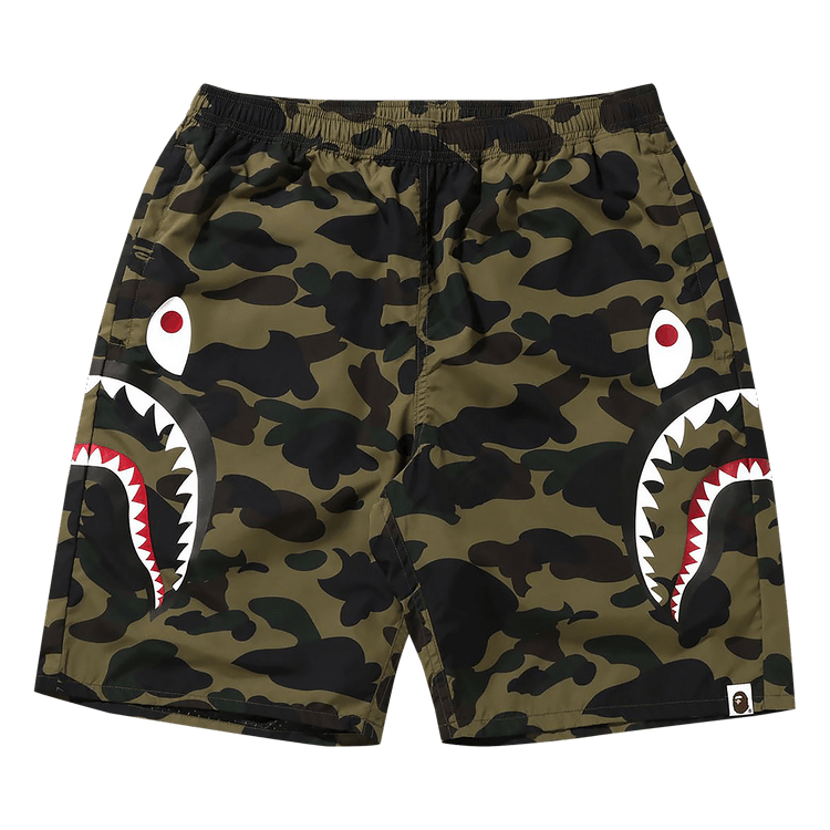 BAPE 1St Camo Side Shark Beach Shorts "Green"