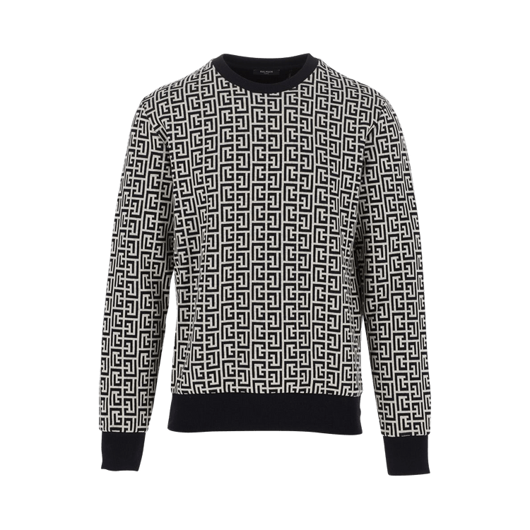 Balmain Monogram Print Sweatshirt "Black/White"