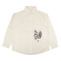 424 Psycho Embroidered Button Down Shirt "White"