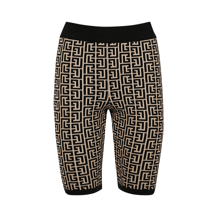 Balmain Monogram Knit Cyclist Shorts "Black/White"