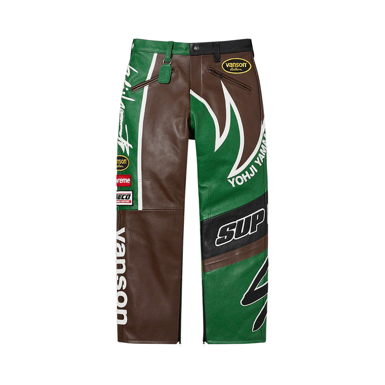 Supreme x Yohji Yamamoto x Vanson Leathers Split Pant "Green"