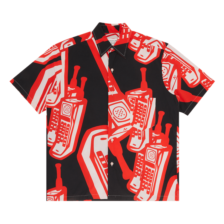 Maison Margiela Phone Print Short-Sleeve Shirt "Black/Red"