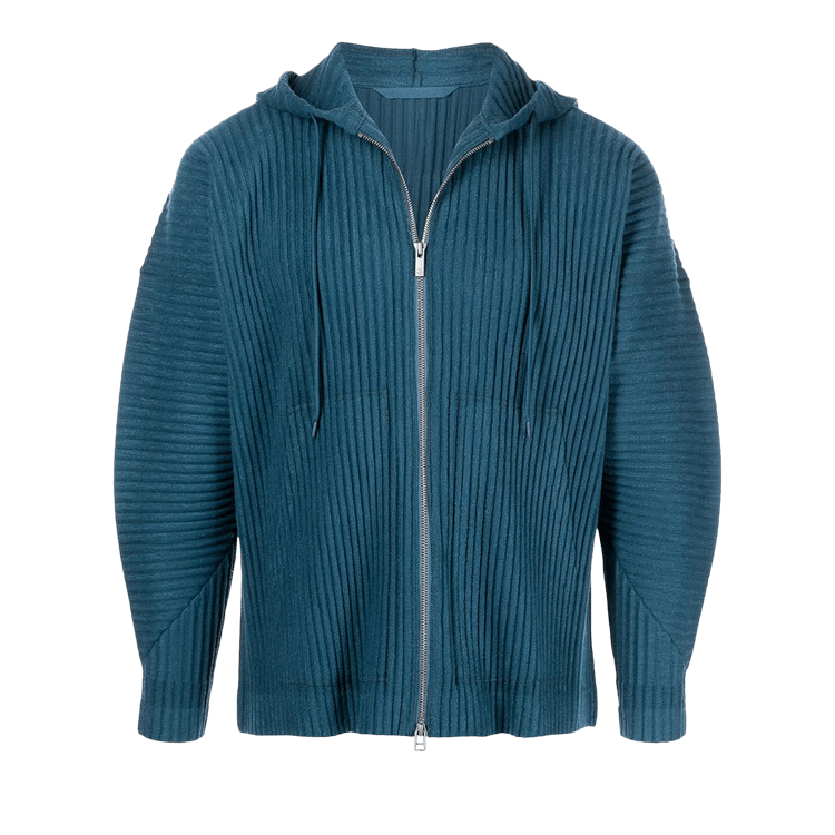 Homme Plissé Issey Miyake Cotton Surface Pleated Hoodie "Blue"