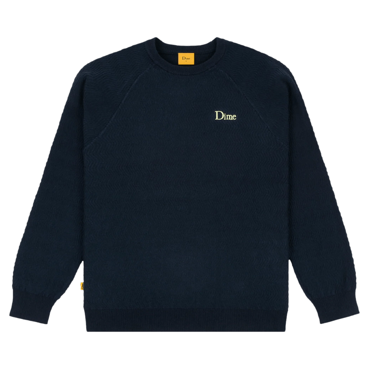 Dime Wave Cable Knit Sweater "Navy"