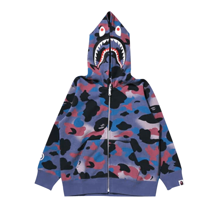 BAPE Grid Camo Shark Full Zip Hoodie "Purple"