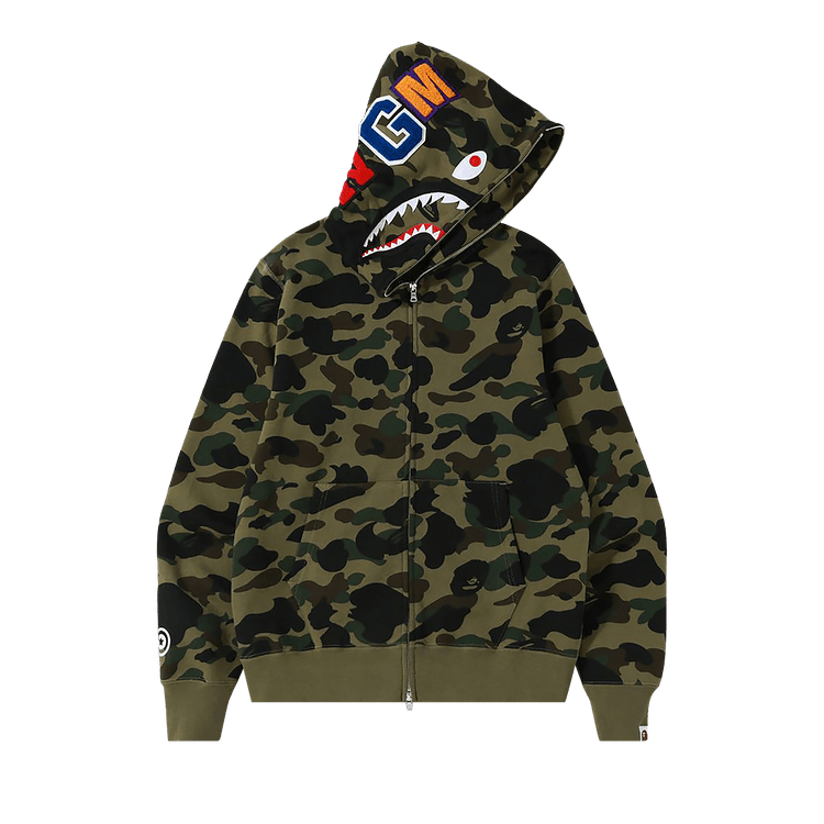BAPE 1st Camo Shark Full Zip Hoodie "Green"