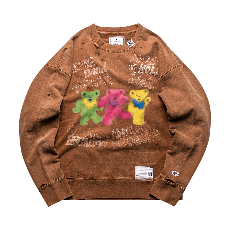Maison Mihara Yasuhiro Distressed Graffiti Pullover "Brown"