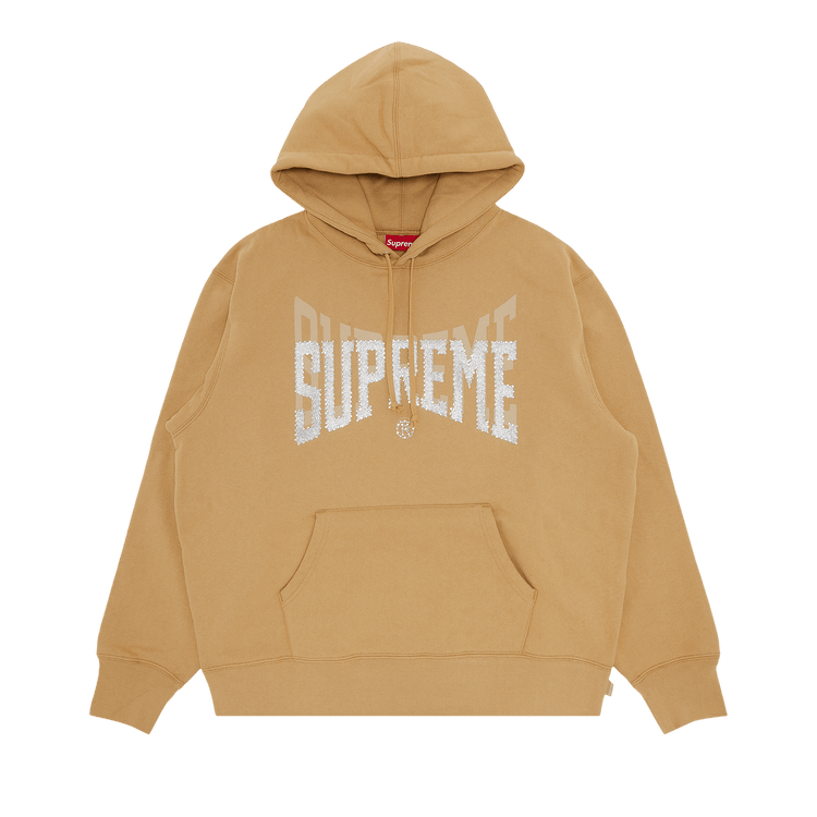 Supreme Rhinestone Shadow Hooded Sweatshirt "Dark Tan"