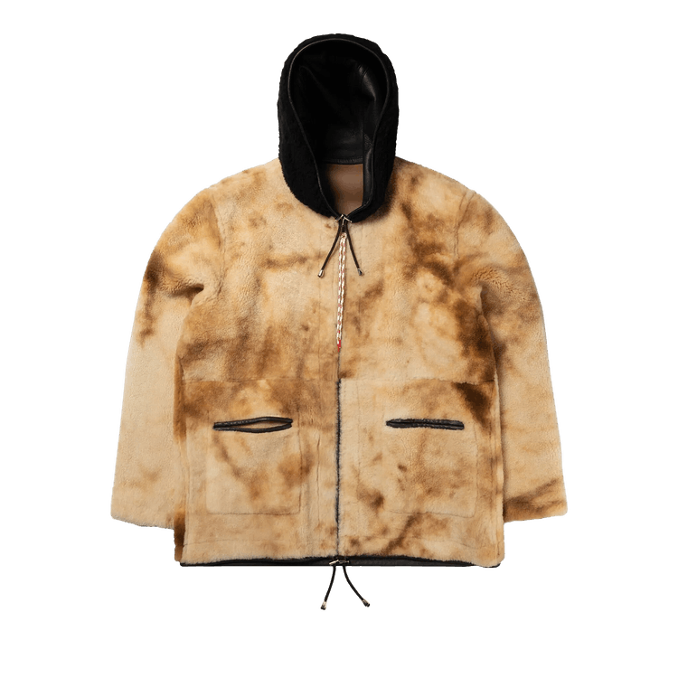 Aries Reversible Sheepskin Jacket With Contrast Hood "Tobacco/Black"