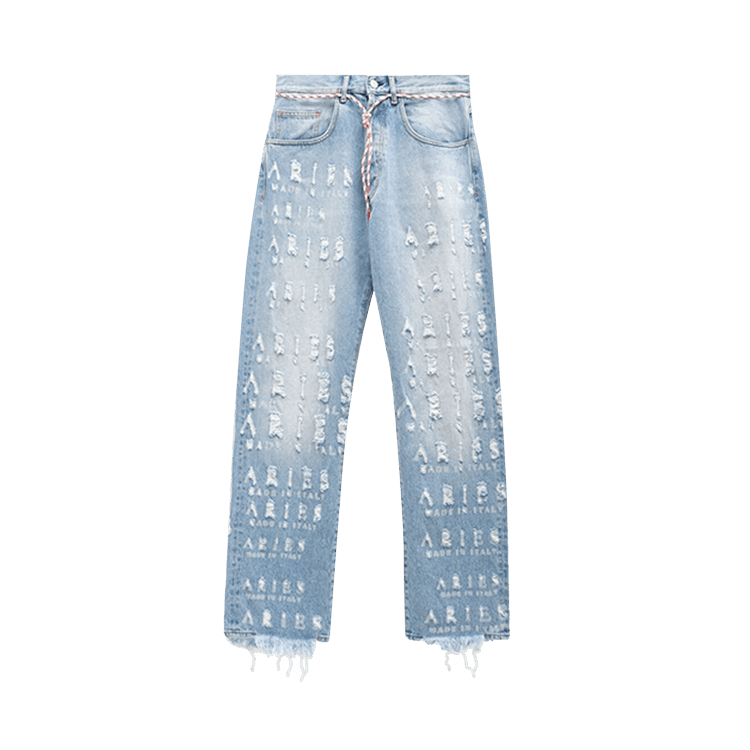 Aries Destroyed Batten Jean "Blue/White"