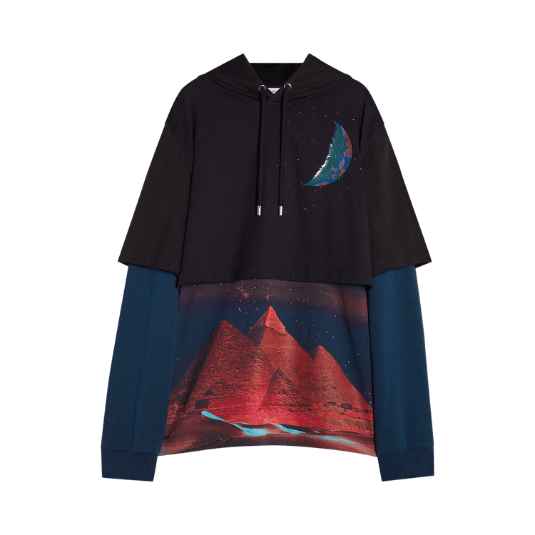 Lanvin Sci-Fi Prt Layered Hoodie "Black"