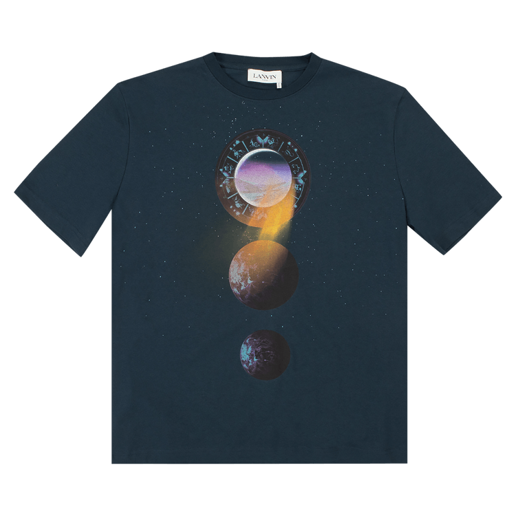 Lanvin Sci-Fi Prt Embroidered T-Shirt "Ink Blue"
