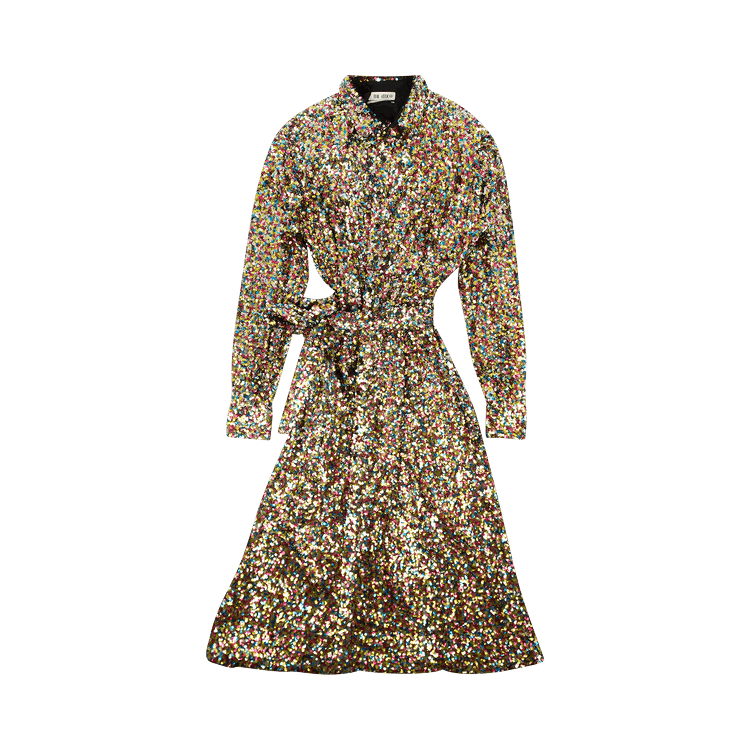 Attico Multicolor Sequined Chemisier Dress "Black"