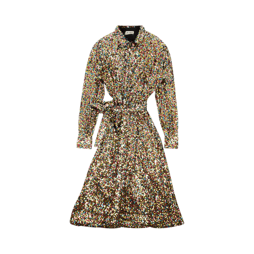Attico Multicolor Sequined Chemisier Dress "Black"