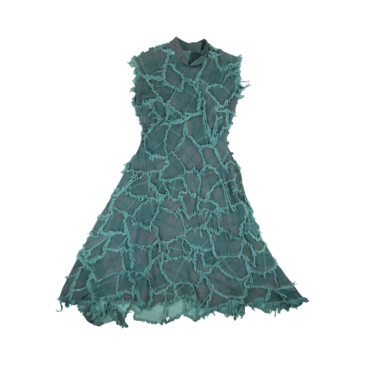Charles Jeffrey Loverboy Dyed Bash Crash Fringe Dress "Blue"