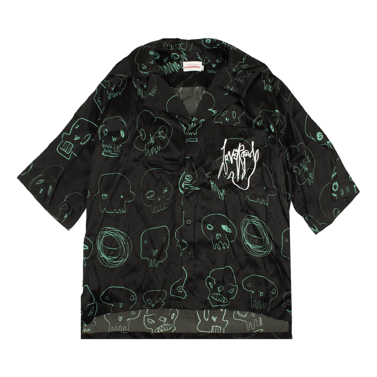 Charles Jeffrey Loverboy Skull Oversize Hawaiian Shirt "Black"
