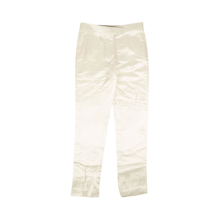 Helmut Lang Porcelain Straight Leg Satin Pants "White"