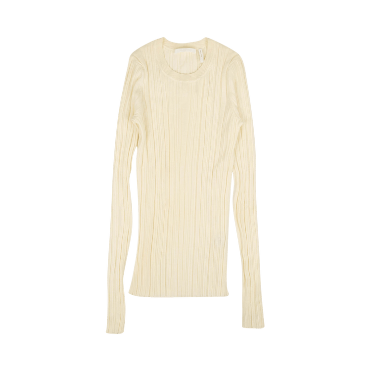 Helmut Lang Ribbed Crewneck Wool Sweater "White"