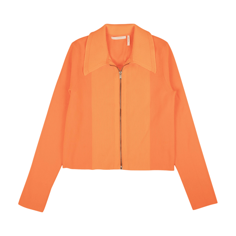 Helmut Lang Ribbed Zip Cardigan Sweater "Orange"