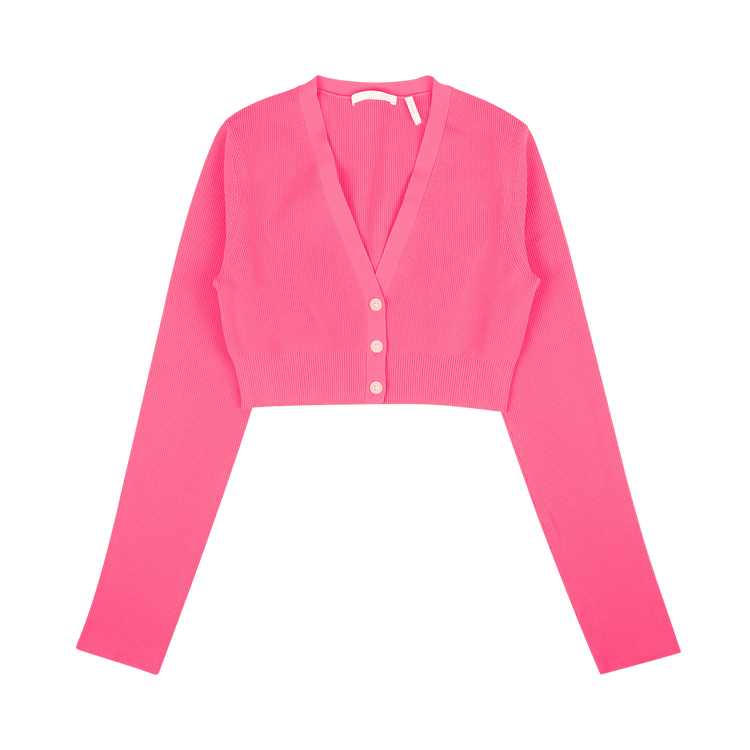 Helmut Lang Ribbed Cropped Cardigan "Pink"