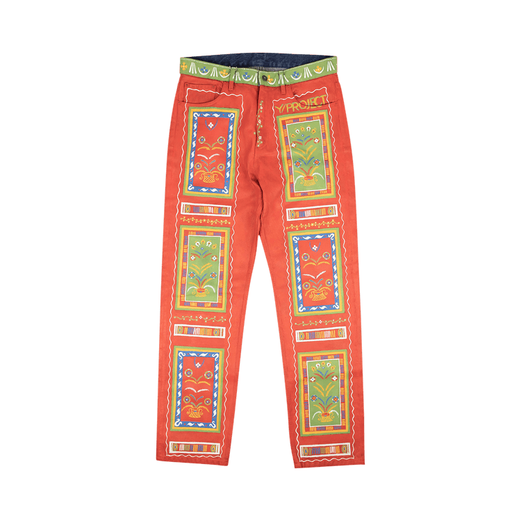 Y/Project Print Hand Painted Multi Denim Jeans "Red"
