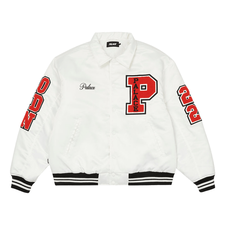 Palace Satin Varsity Jacket "White"