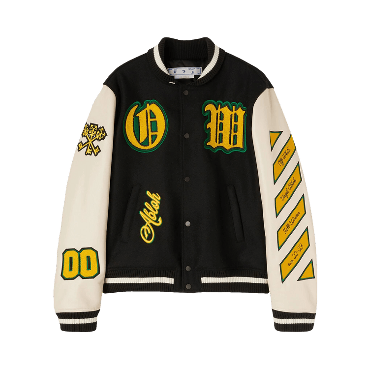 Off-White Graphics Leather Varsity "Black/Yellow"