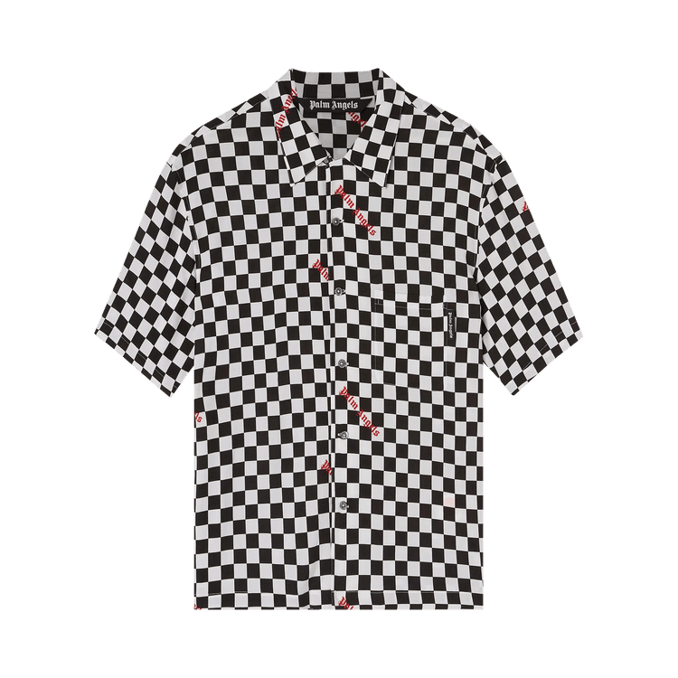 Palm Angels Damier Print Bowling Shirt "Black/Red"