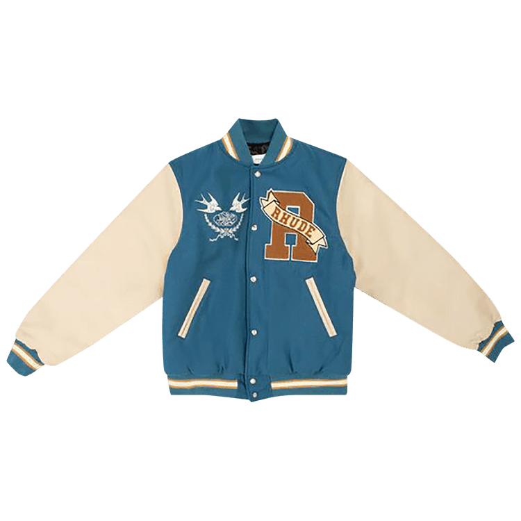 Rhude Sparrow Varsity Jacket "Slate/Creme"