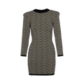 Balmain Long-Sleeve Monogram Short Dress "multicolor"