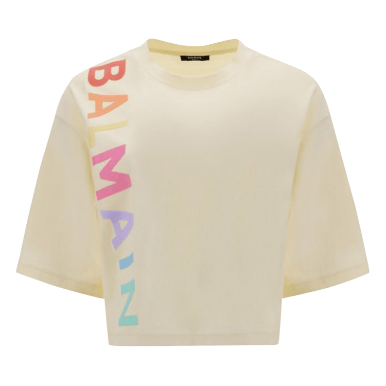 Balmain Short-Sleeve Pop Cropped T-Shirt "multicolor"