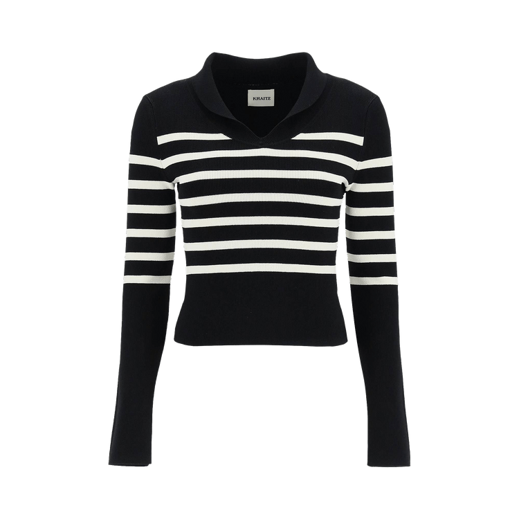 Khaite Kleo Top "Black/Ivory Stripe"
