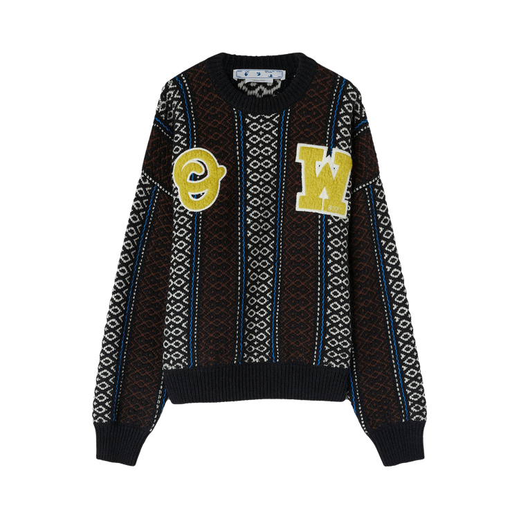 Off-White OW Baja Chunky Knit Crewneck "Blue/Yellow"