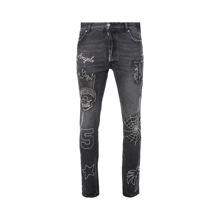 Palm Angels B Spider Classic 5 Pockets "Black/Silver"