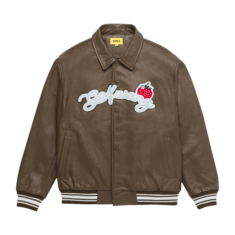 GOLF WANG Strawberry Leather Jacket "Brown/Ivory/Light Blue"