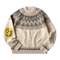 Kapital 5G Wool Nordic Smilie Patch Raglan Sweater "Ecru"