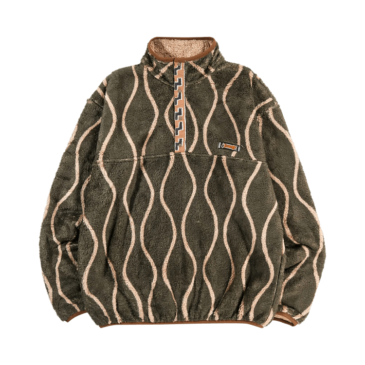 Kapital Drunk Stripe Fleece Pullover "Khaki"