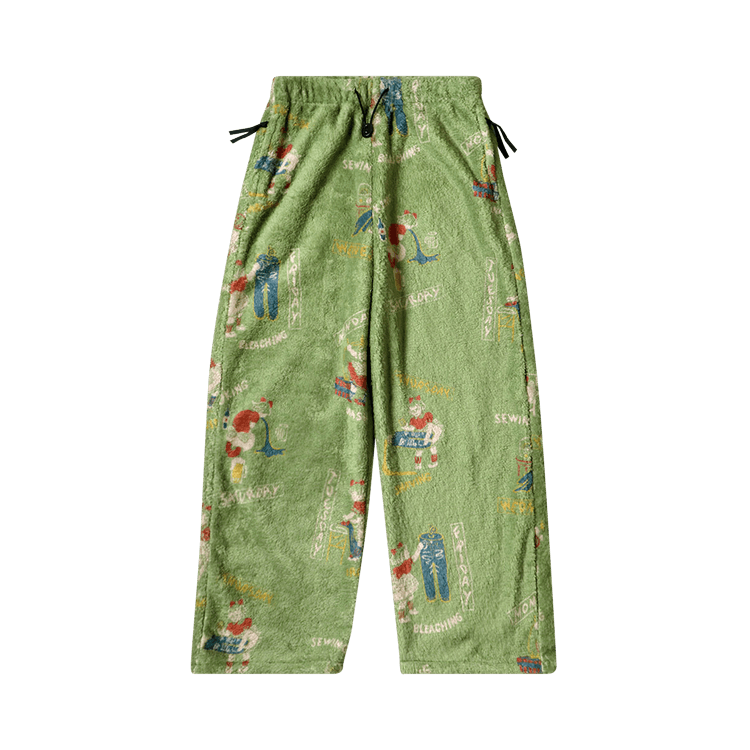 Kapital Kountry Calendar Fleece Easy Straight Pants "Light Green"