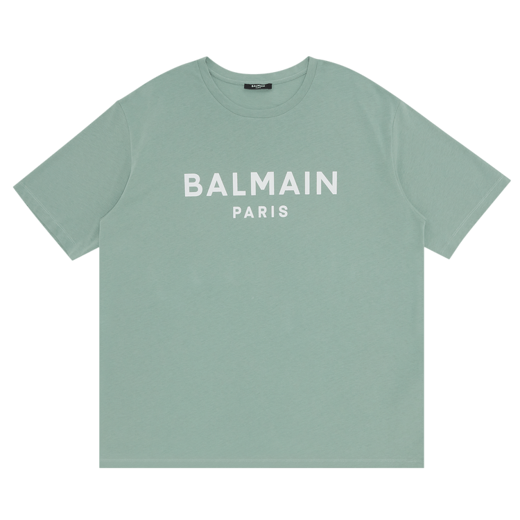 Balmain Printed T-Shirt "Vert Jade/Natural"