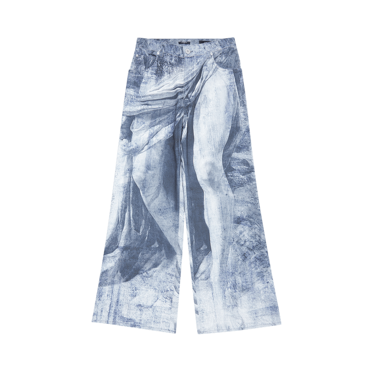 Balmain Statue Printed Loose Denim Pants "Blue/Gris"