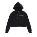Balmain Flock Detail Cropped Hoodie "Noir/Blanc"