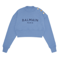 Balmain 3 Button Printed Sweatshirt "Blue Clair/Blue Denim"