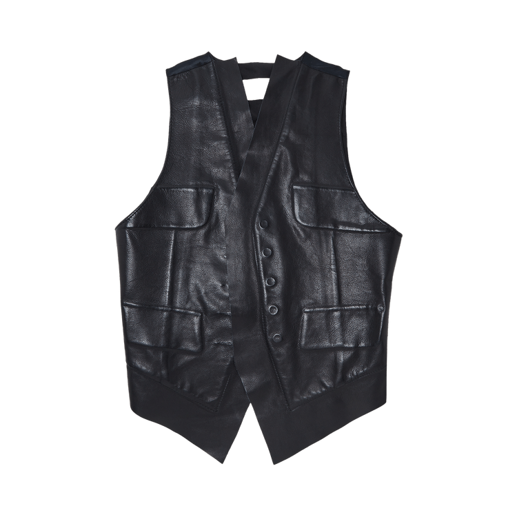 Maison Margiela Artisanal Leather Vest In Black