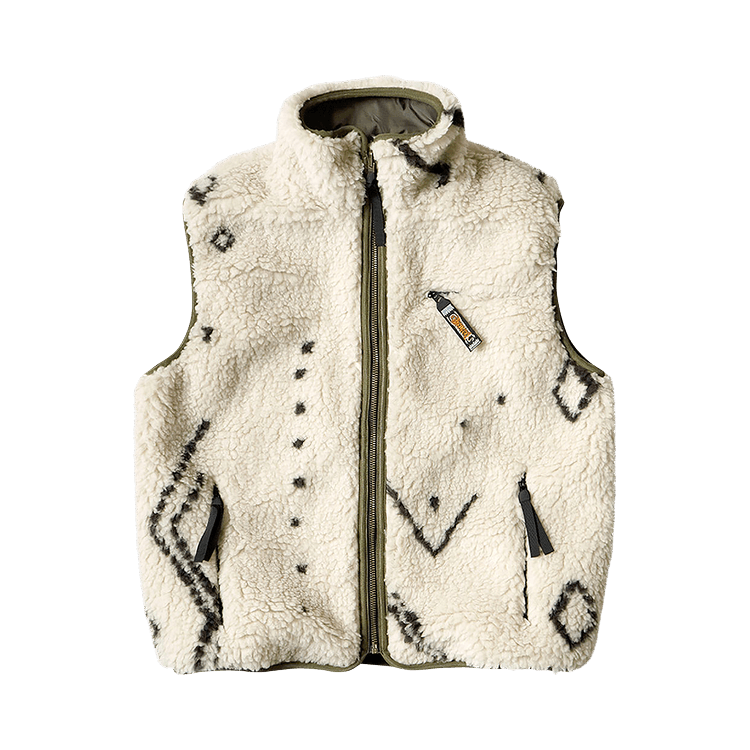 Kapital BeniOurain BOA Fleece Reversible Vest "Ecru"