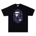 BAPE Logo Check Big Ape Head Tee "Black/Blue"