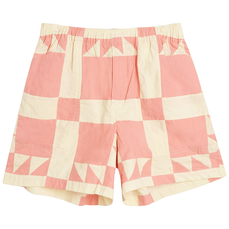 Bode Patchwork Quilt Shorts "Pink/White"