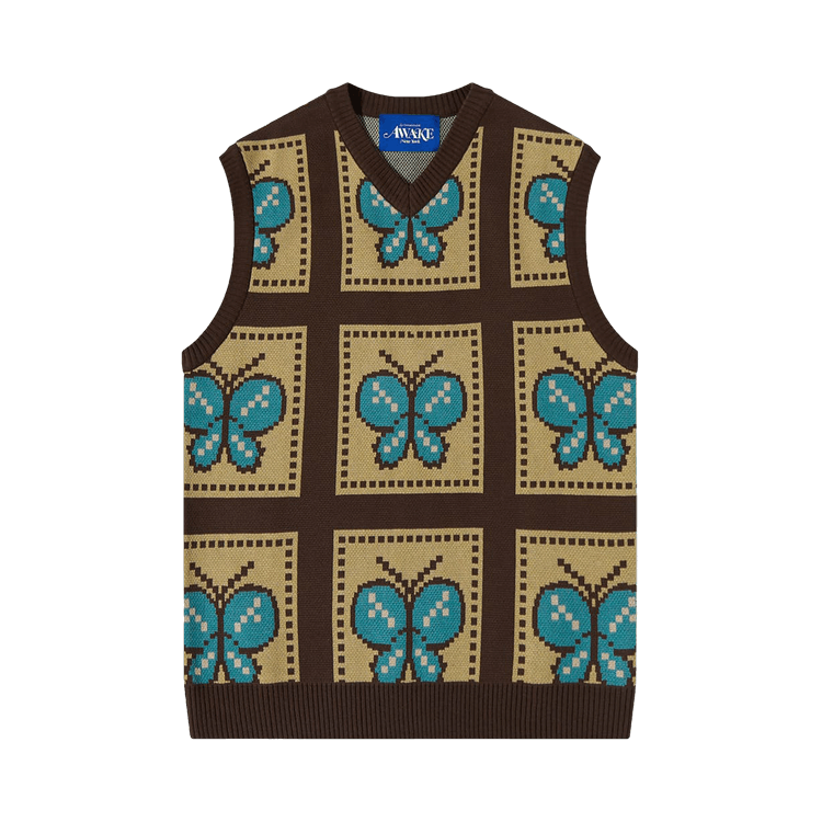 Awake NY Butterfly Sweater Vest "Brown"