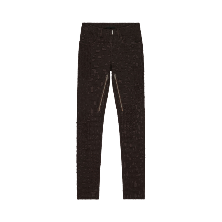 Givenchy Slim Fit Denim Trousers With Zips "Dark Brown"