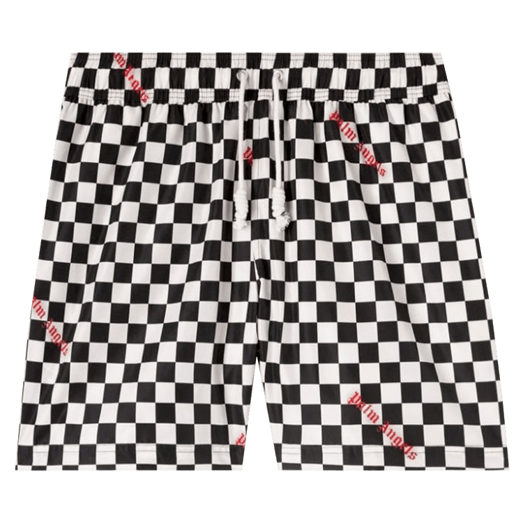 Palm Angels Damier Print Swim Short "Black/Red"